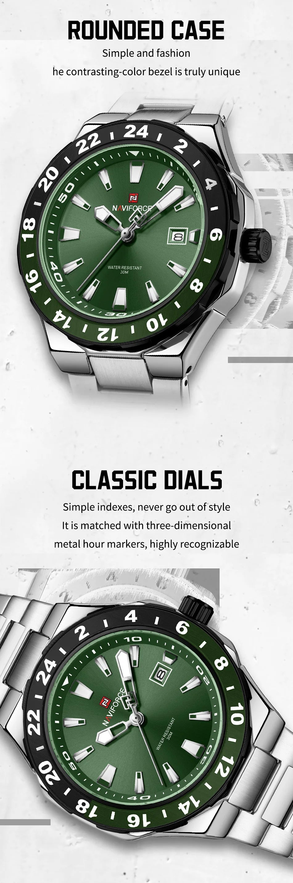 NAVIFORCE Luxury Watch for Men Quartz 3ATM Waterproof Stainless Steel Watches Business Fashion Men's Wristwatch2025