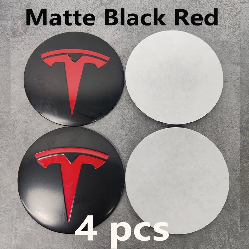 Tesla Model 3/Y/S/X 4Pcs 56mm Hub Cap Logo Stickers - Waterproof Durable Wheel Center Decals Car Protector Accessories