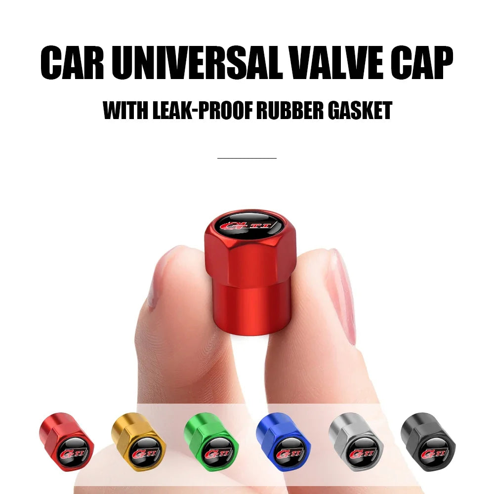 4Pcs Car Wheel Tires  Valve Caps Auto Exterior Accessories For Volkswagen GTI Golf Polo Passat RLine Magotan Jetta Bora Beetle R