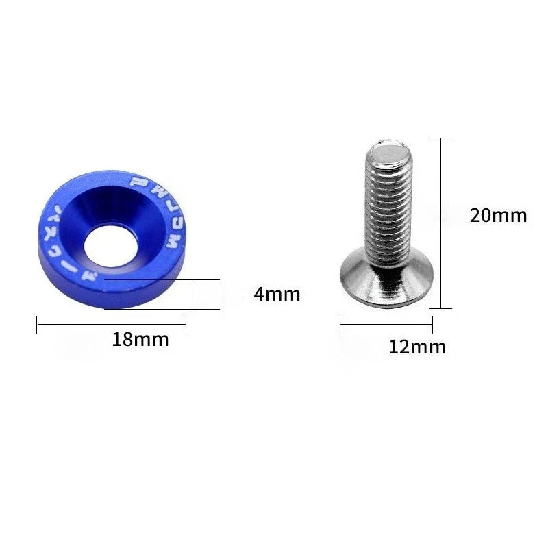 JDM Fender Washers M6 Bolt Set Car Modification Gasket Screw Fender Bumper Engine Aluminum Concave Screws Hex Fastener for Honda