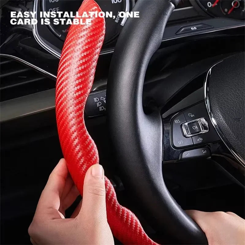 2/3PCS Carbon Fiber Universal Car Steering Wheel Booster Cover Non-Slip Auto Interior Decoration Accessories for Auto Deco