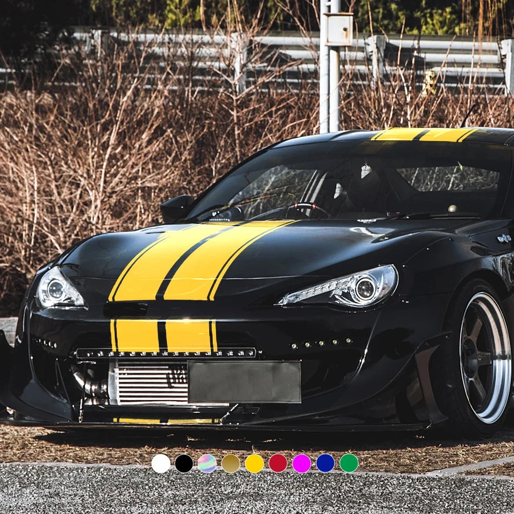 Car Stickers 6pcs Kit, Full Body Vinyl Decals, Racing Stripe Design for Roof Hood Door Exterior Car Modification (Multicolor)