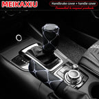 2 sets PU leather embroidered large lattice comfortable car handbrake cover handle set manual transmission car general purpose