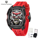 PAGANI DESIGN-reloj mecánico automático para hombre, barril de vino, tienda, estilo Venom, resistente al agua, lente de zafiro de goma, hueco