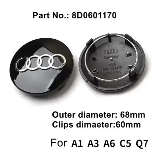 4pcs AUDI 60/61/68/69/77MM/135MM Car Wheel Center Hup Cap Cover for A6L A7 A8 A3 A4 A5 A6 S3 S4 Q3 Q5 Q5L Q7 RS3 RS4 RS5 RS6 TT