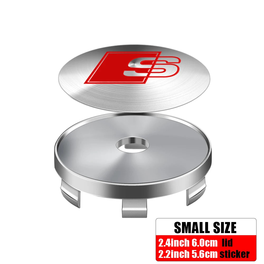 4pcs 56/65mm Car Wheel Center Hub Stickers 60/68mm Wheel Center Hub Caps Cover For AUDI A3 A4 A1 Q3 Q4 Q5 Q6 Q7 Q8 TT RS Sline