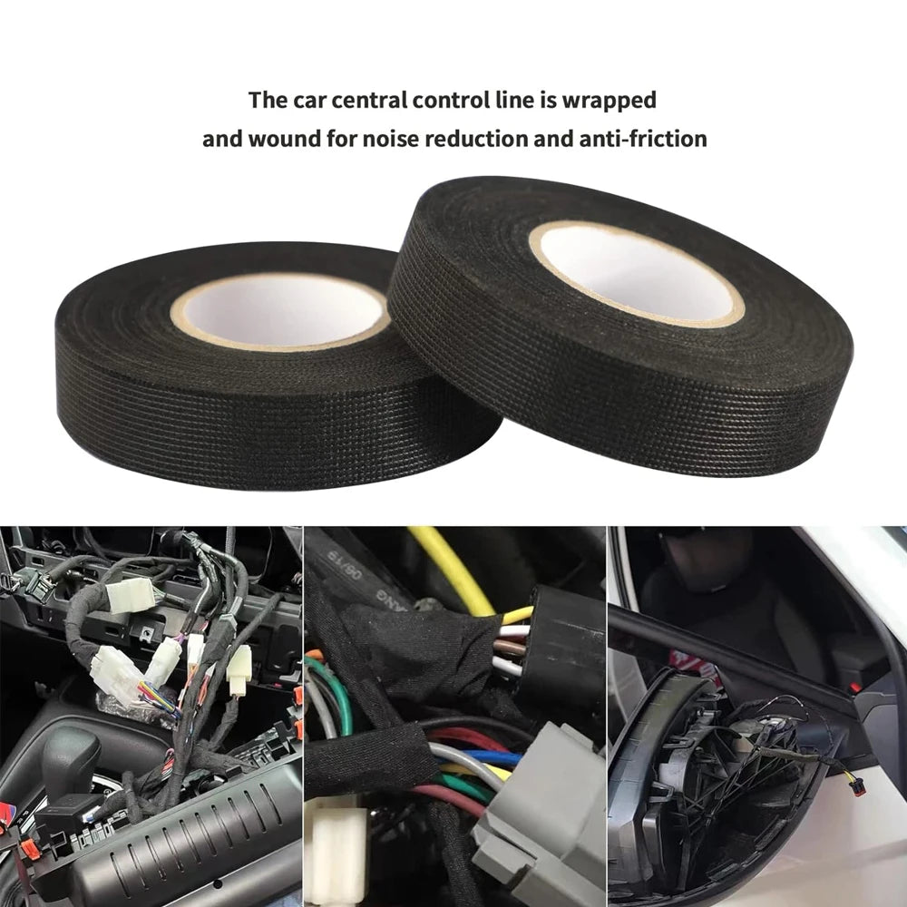 Cinta de arnés eléctrica resistente al calor, 9/15/19/25/32mm de ancho, 15m, 25m, aislamiento, protección de cableado automotriz, cinta de tela