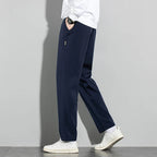 Pantalones de seda de hielo para hombre, novedad de verano 20225, pantalones informales de negocios finos negros y grises, pantalones de chándal de pierna recta transpirables elásticos para exteriores