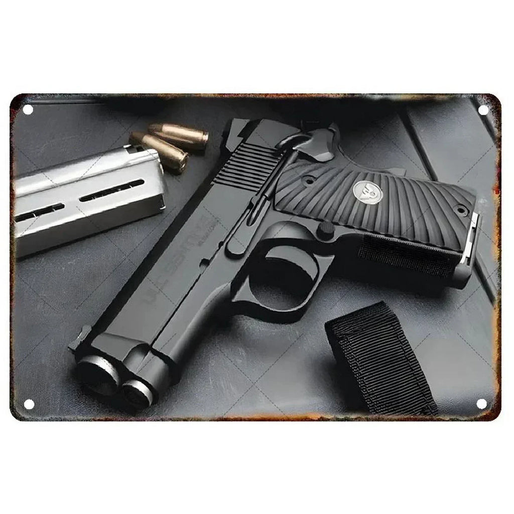 Letreros Metálicos con Forma de Pistola, que Exudan un Toque Militar, Ideales como Decoración de Pared en Cuartos de Hombre, Hogares, Cafeterías, Jardines, Clubes y Bares.