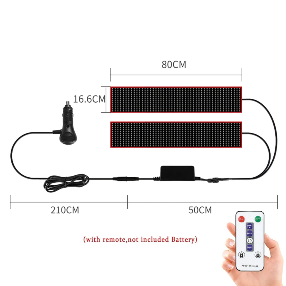 Truck Car Devil Eye LED Pixel Panel Light Remote Control Soft Foldable Lighting Scrolling For Board Windshield 12V 24V