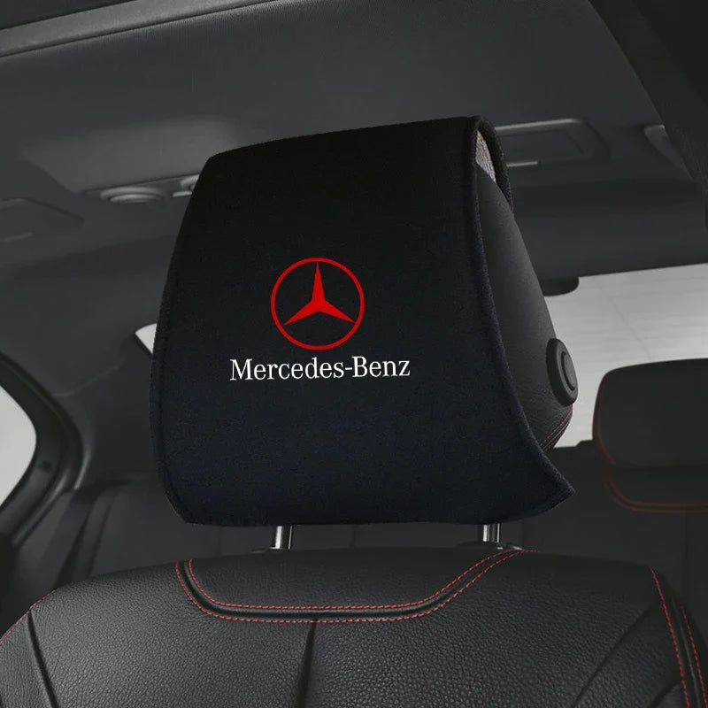 Car Headrest Cover Seat Head Pillow Neck Headrest Cover For Mercedes Benz AMG GLC W203 W206 W220 W205 W211 W212 W201 Accessory