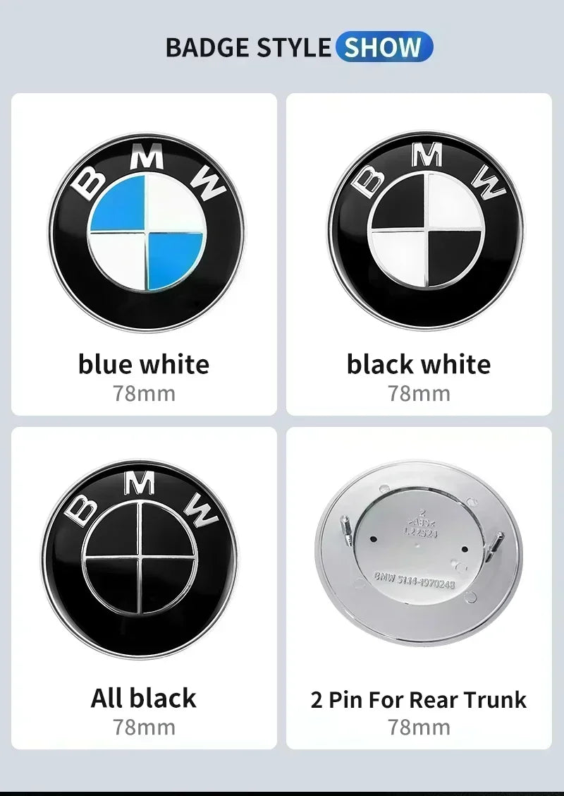 1pcs 78mm 51141970248 Car Emblem Reartrunk Logo Badge Styling Accessories for BMW E66 E53 X5 E46 E39 E38 E90 E60 E36 F30 F20 F10