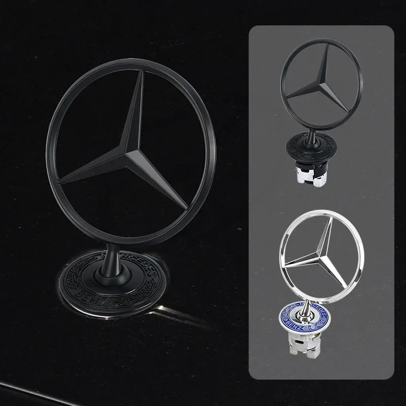 Car Bonnet Label Badge 3D Star Zinc Alloy Car Front Hood Emblem Mercedes Benz  W203 W204 W205 W206 W212 W213 W222 W223 E300