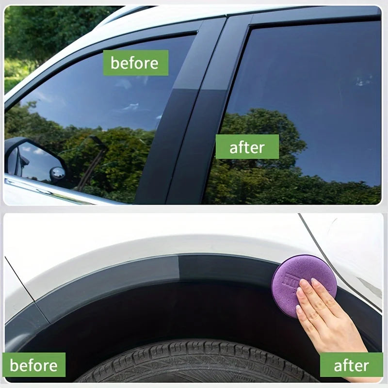 Black Universal Car Wax Paste: Dashboard Nano Crystal Coating, Interior Shine, Tire Protection and Oxidation Removal