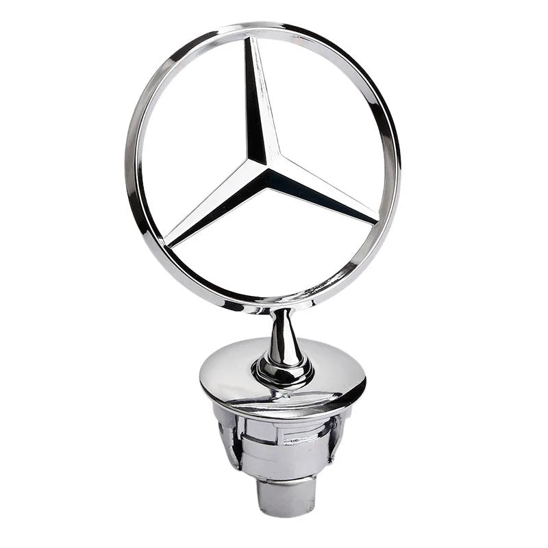 44mm 3D Metal Blue Chrome Star Bonnet Hood Logo Emblem Badge for Mercedes Benz W205 W204 AMG GLC CLA Interior Moulding LBMSLK