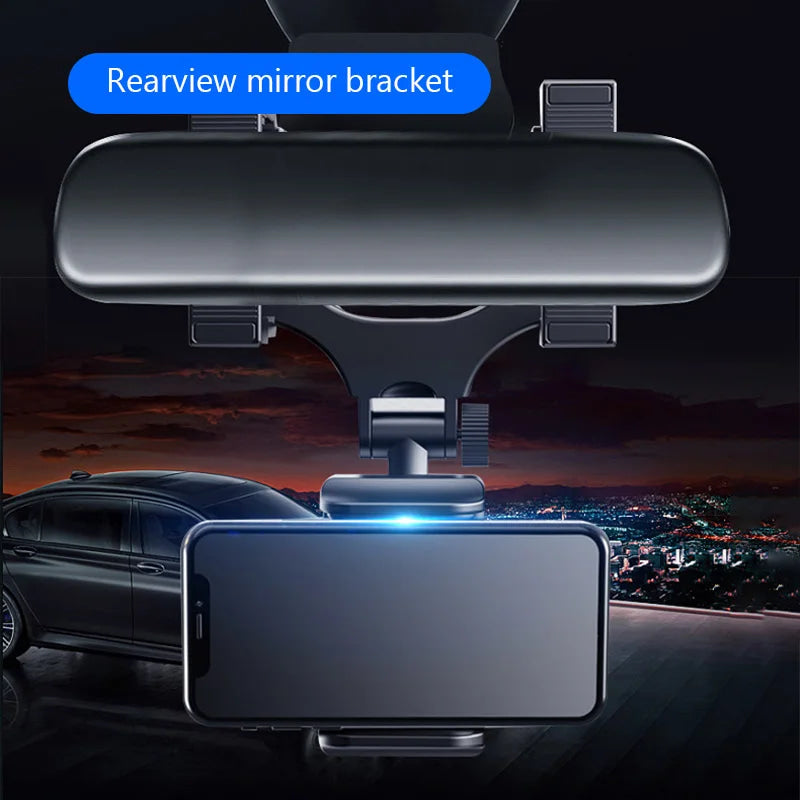 Soporte para Teléfono con Espejo Retrovisor SEAMETAL para Automóvil, Rotación Libre, Ajuste, Soporte para Teléfono con Agarre Estable, Soporte de Navegación para Teléfono Inteligente