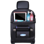Organizador de Asiento Trasero de Coche, Bandeja Plegable de Cuero PU con Bolsillos de Almacenamiento y Protectores de Patadas - Accesorios Interiores para Vehículos