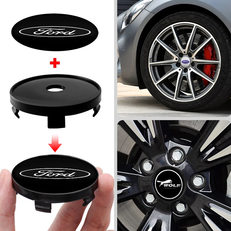 4Pcs 56mm 60mm 54mm Car Wheel Center Hub Cap Rim Cover Stickers For Ford Focus Mondeo Edge Ecosport Ranger Fiesta Fusion Kuga
