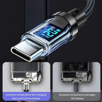 Cable de pantalla Digital USB C Dual de 120W PD Cable de carga rápida USB tipo C a tipo C para iPhone 15 Pro Max Plus Xiaomi Macbook iPad