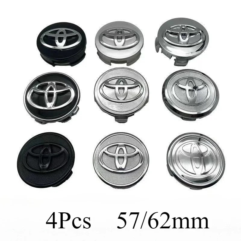 4pcs 57mm/62mm Car Tyre Wheel Center Hub Cap Badge Logo Rim Emblem For Toyota Corolla Camry Yaris CHR Rav4 Auris Verso Avalon