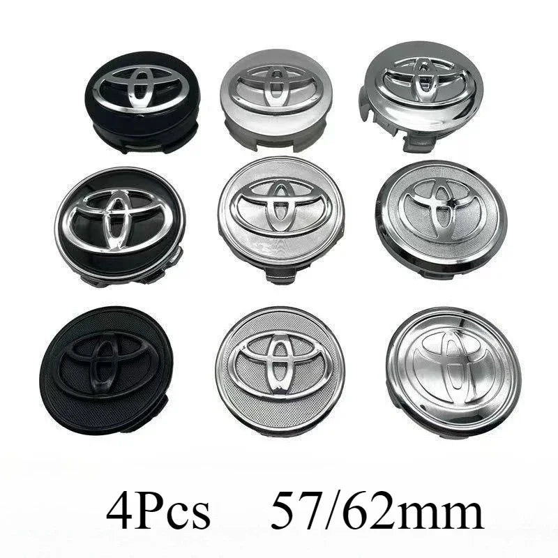 4pcs 57mm/62mm Car Tyre Wheel Center Hub Cap Badge Logo Rim Emblem For Toyota Corolla Camry Yaris CHR Rav4 Auris Verso Avalon