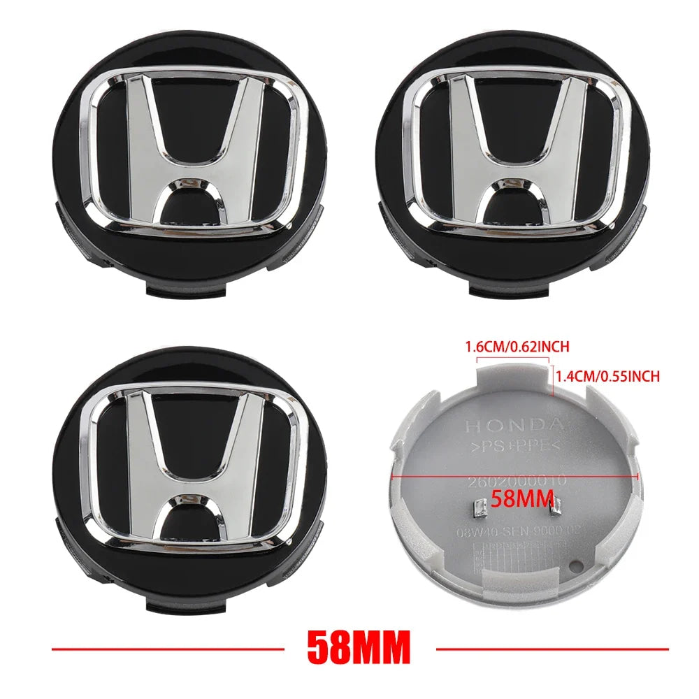 4pcs 56/58/60/69mm Car Wheel Center Hub Caps Accessories For Honda Type R Type S VTEC DOHC Modulo Vezel Legend Si RR Insight