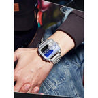 SANDA 6163 Fashion Trend Men's Quartz Watch Fashion Square Watch Countdown Sports Waterproof Dual Display Digital Men's Watches