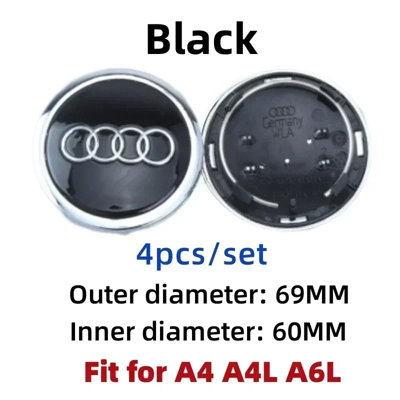 For Audi 60/61/68/69/77MM 4pcs Car Wheel Center Hup Cap Cover A4 A6L A7 A8 A3 A5 A6 S3 S4 Q3 Q5 Q5L Q7 Modification