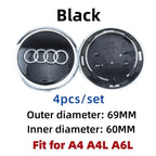 For Audi 60/61/68/69/77MM 4pcs Car Wheel Center Hup Cap Cover A4 A6L A7 A8 A3 A5 A6 S3 S4 Q3 Q5 Q5L Q7 Modification