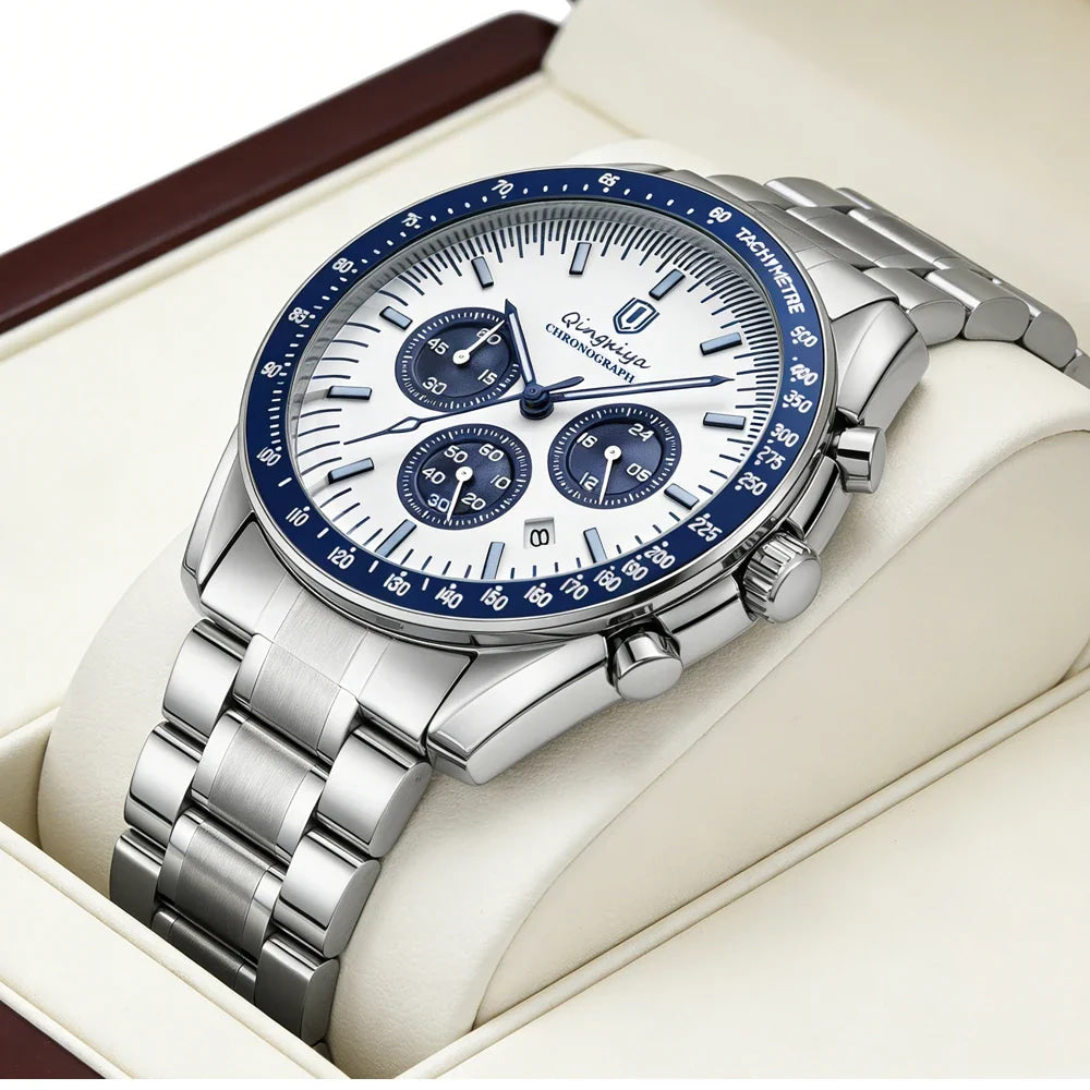 New Men Watch Calendar Business Quartz Watches Mens Top Brand Luxury Sport Waterproof Luminous Stainless Steel Man Wristwatches