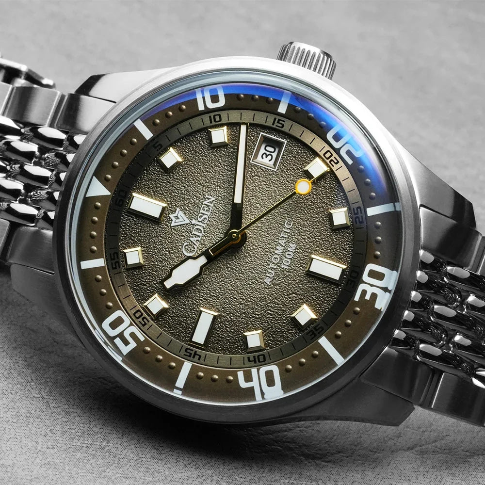 CADISEN Automatic Mechanical Watch Man Silver Business Casual Waterproof Watch Japan MIYOTA 8215 Movement Luminous Men's Watch