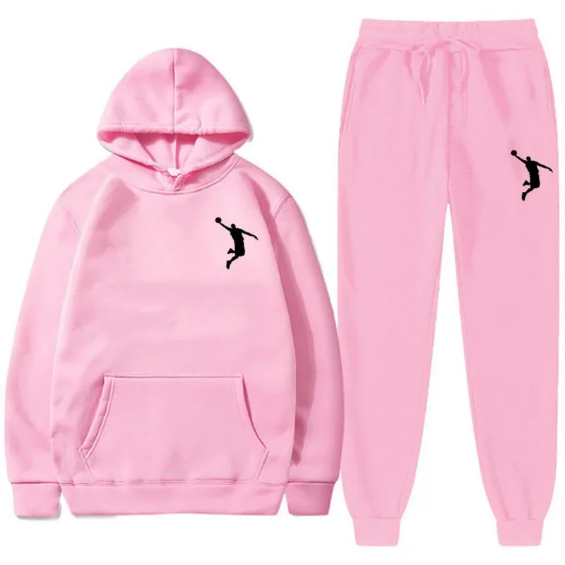 Sports Basketball Brand Sweatshirt Sweatpants Men Women 2 Pieces Sets Tracksuit Fashion Casual Hooded Sportswear Sudadera Hombre