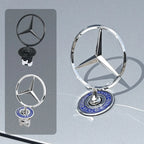 44mm 3D Metal Blue Chrome Star Bonnet Hood Logo Emblem Badge for Mercedes Benz W205 W204 AMG GLC CLA Interior Moulding LBMSLK