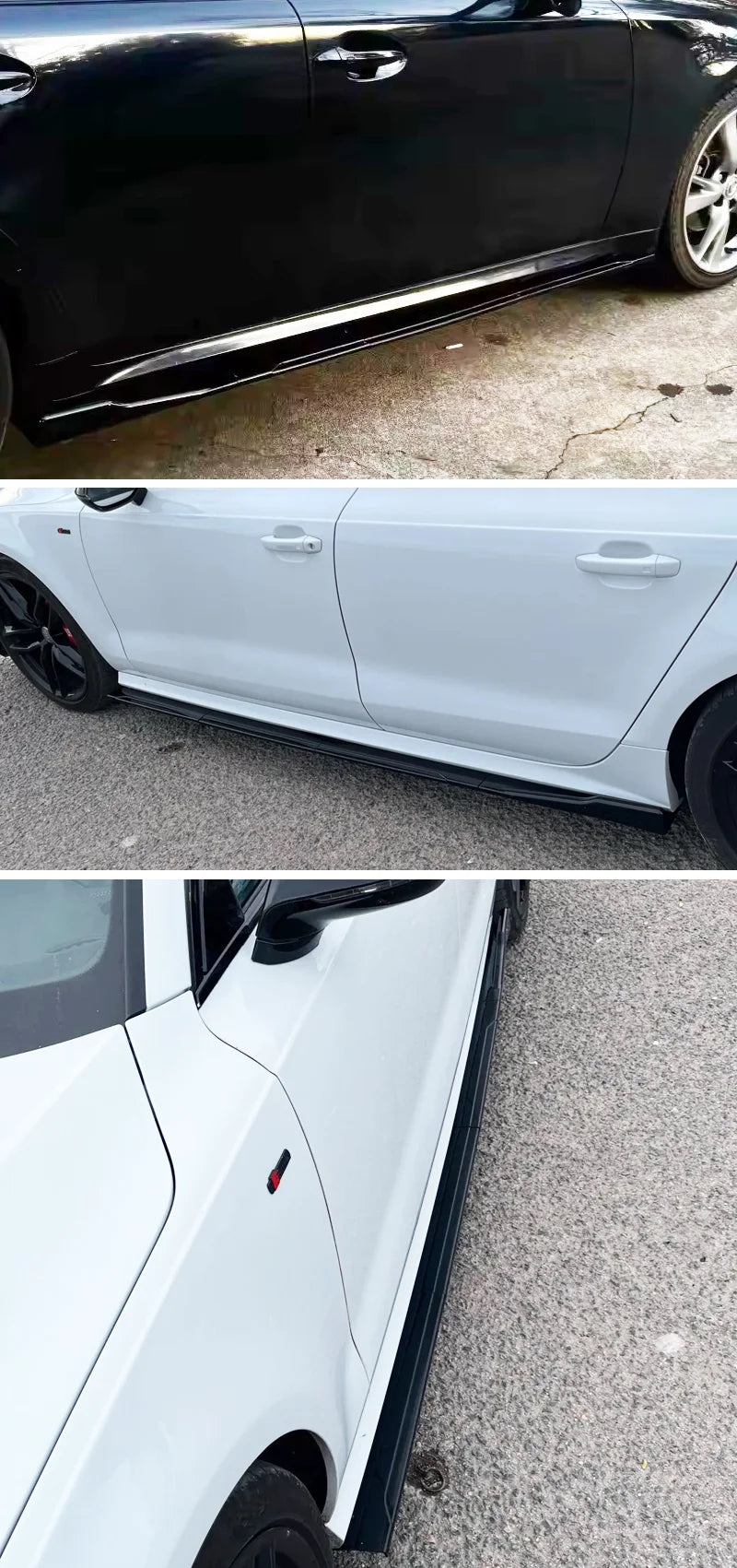 For 2015+ Mercedes-Benz Accessories W205 C63 C43 4Doors AMG C-Class Side Skirt Extension Diffusor 8Pcs ABS Lip