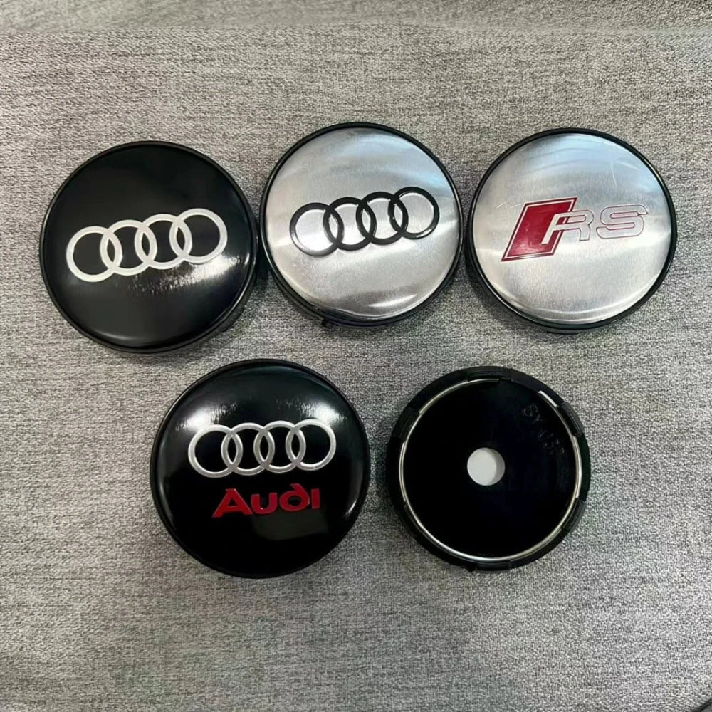4Pcs 60mm Car Center Wheel Hub Cover Tire Cap For Audi Sline A1 A2 A3 A4 A5 A6 A7 A8 Q1 Q2 Q3 Q4 Q5 Q6 Q7 Q8 TT Auto Accessories