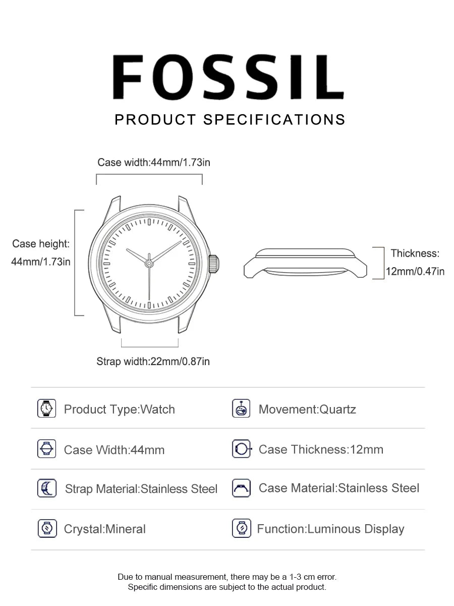Fossil FS5374 Luxury Men's Watch Sport Quartz Chronograph Waterproof Luminous Stainless Steel Wristwatch Relogio Masculino