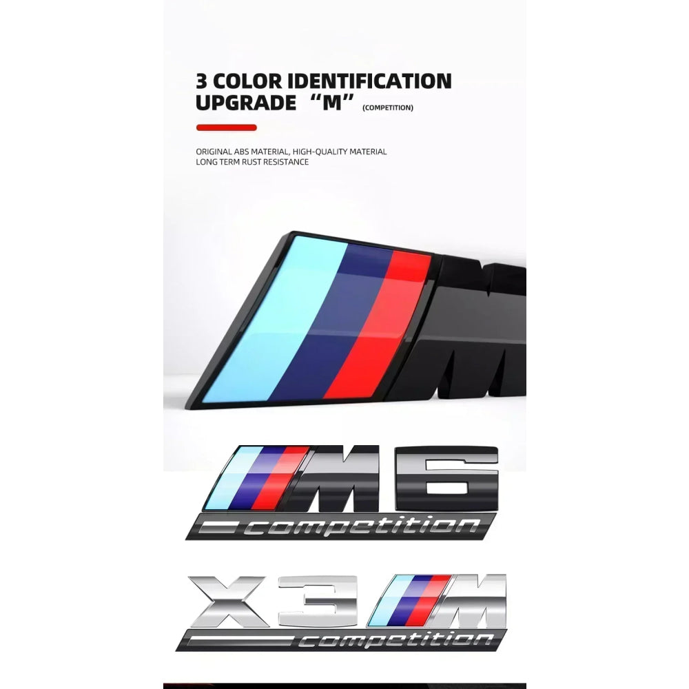 3D ABS Chrome Emblem Letters logo Car Trunk Badge Sticke for BMW M power Thunder Edition competition M1 M2 M3 M5 M7 X3M X5M X7M