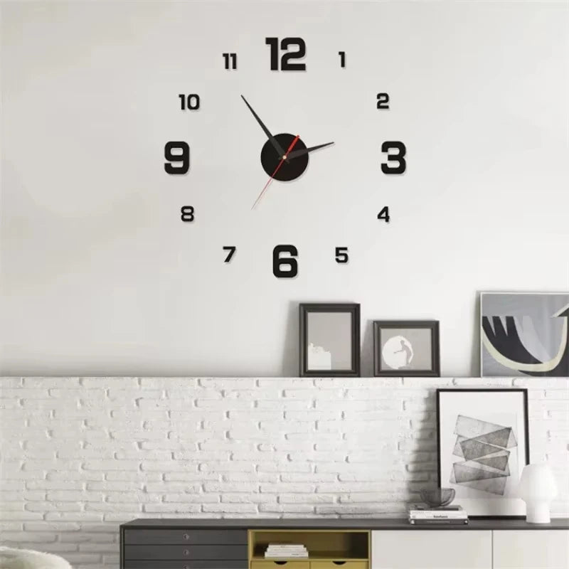 Reloj de Pared 3D Moderno sin Marco, Adhesivo de Espejo para Decoración del Hogar, Oficina, Hotel, Restaurante, Escuela