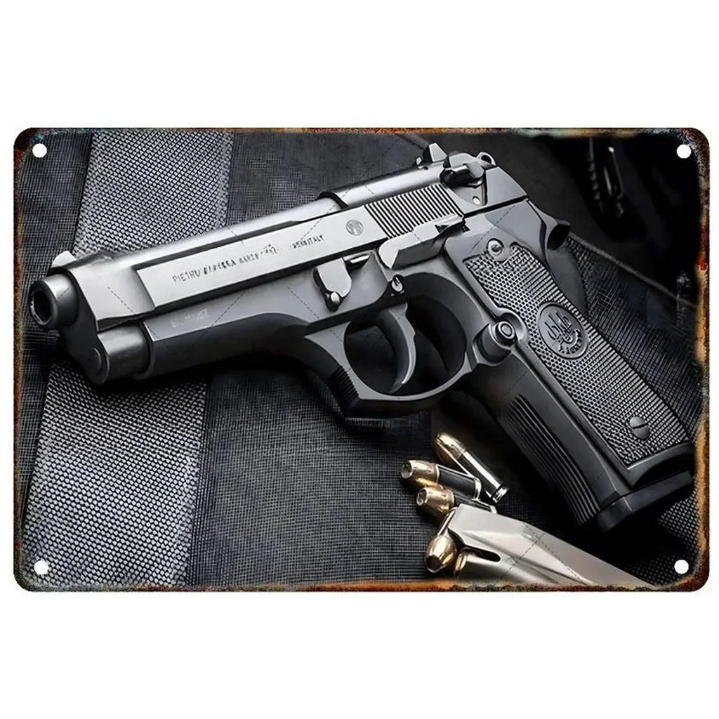 Letreros Metálicos con Forma de Pistola, que Exudan un Toque Militar, Ideales como Decoración de Pared en Cuartos de Hombre, Hogares, Cafeterías, Jardines, Clubes y Bares.