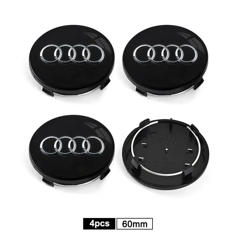 For Audi A8 A5 A6 C5 C6 C7 A7 A1 A3 A4 B5 Q3 Q5 Q7 TT 4pcs 60mm 61mm 68mm 69mm Car Wheel Hub Center Caps Rim Cover Accessories