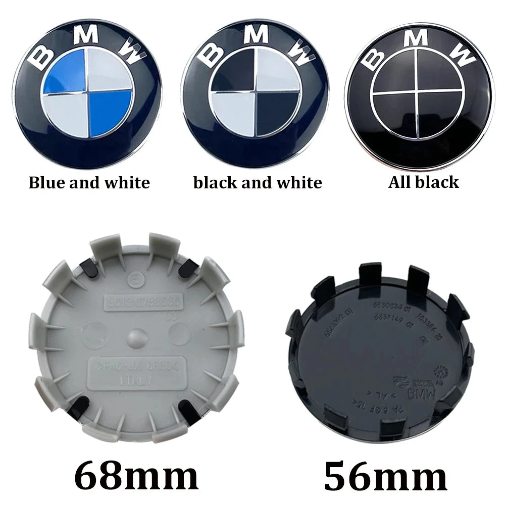 4Pcs Car Wheel Hub Cap Center Emblem LOGO Accessories for BMW E90 E60 F18 E46 X3 X5 X1 G30 E60 F30 E90 G20 E46 F02 G28 56MM 68MM
