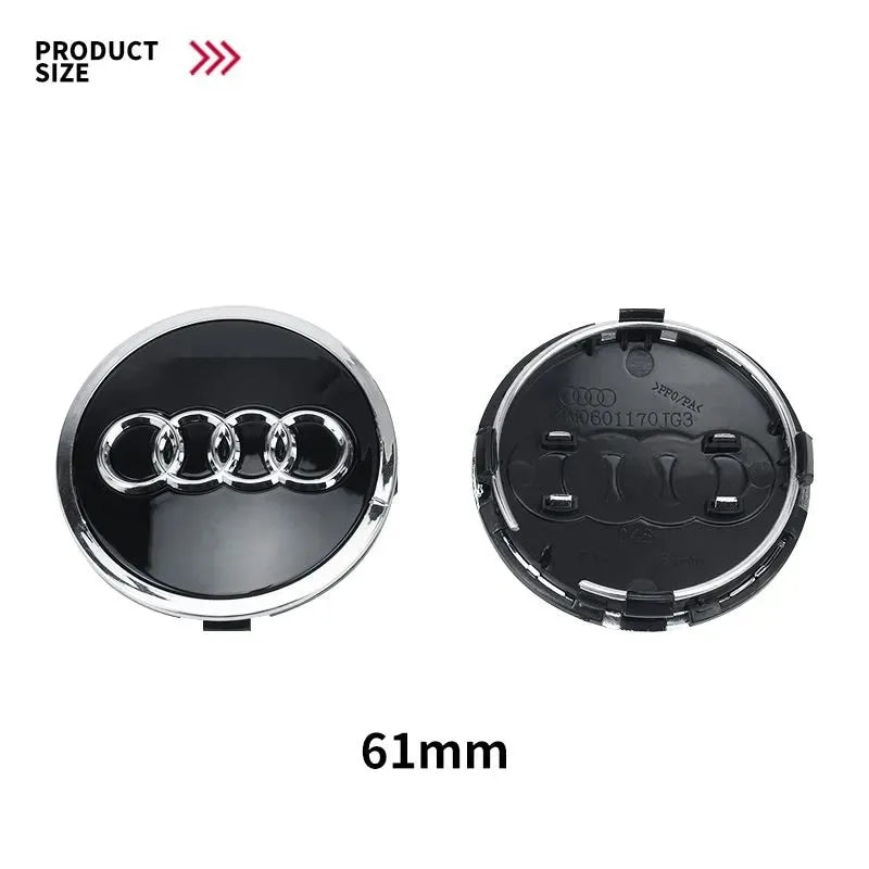 4pcs For Audi Q3 Q4 Q5 Q7 S3 S4 S5 S6 S7 TT A1 A2 A3 A4 A5 A6 A7 Q2 60mm 61mm 68mm 69mm Car Wheel Center Cap Hub Covers Badge