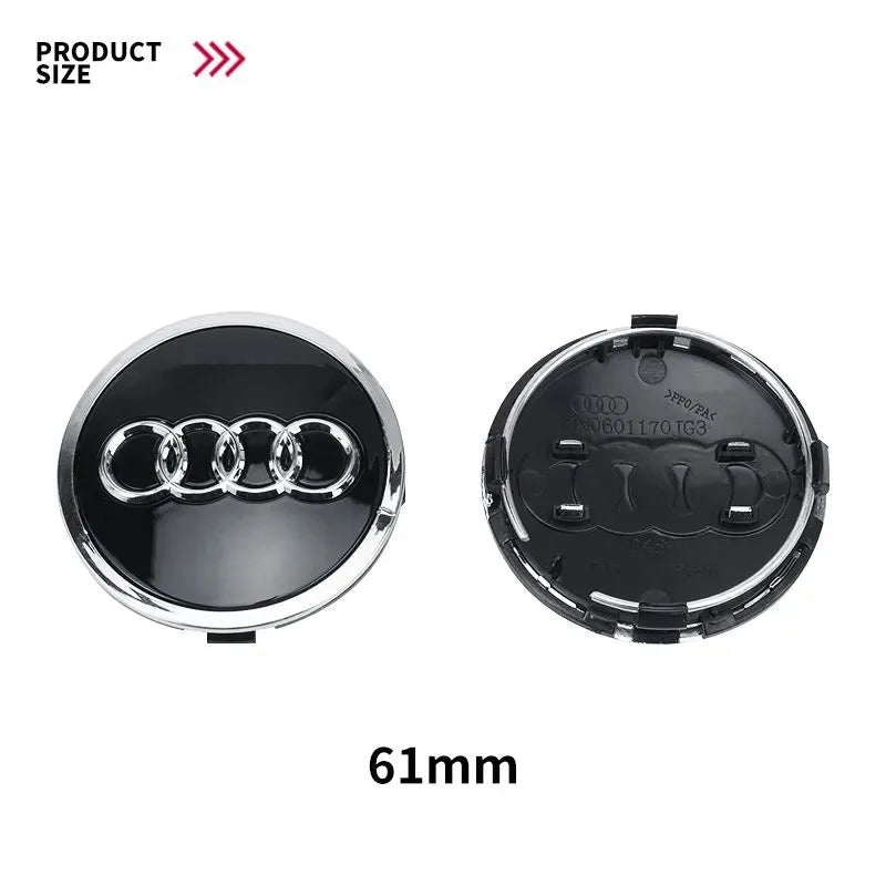 4pcs For Audi Q3 Q4 Q5 Q7 S3 S4 S5 S6 S7 TT A1 A2 A3 A4 A5 A6 A7 Q2 60mm 61mm 68mm 69mm Car Wheel Center Cap Hub Covers Badge