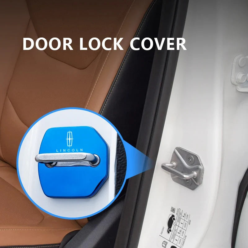 4PCS Car Door Lock Cover Stainless Steel Protection Accessories For Lincoln Continental MKZ Town-car Navigator MKX Energy Zephyr