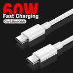 Cable USB tipo C a USB tipo C, Cable de datos de carga rápida, PD, 60W, para Iphone 15, 15Pro, Huawei, Samsung, Xiaomi, línea de datos, negro, blanco, 1M, 2M, 3M