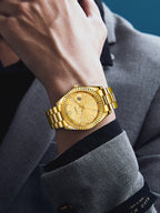TOMI New Men's Watch Brooch Ring Gift Box Set Luxury Business Stainless Steel Strap Men's Calendar Casual Quartz Watch Reloj