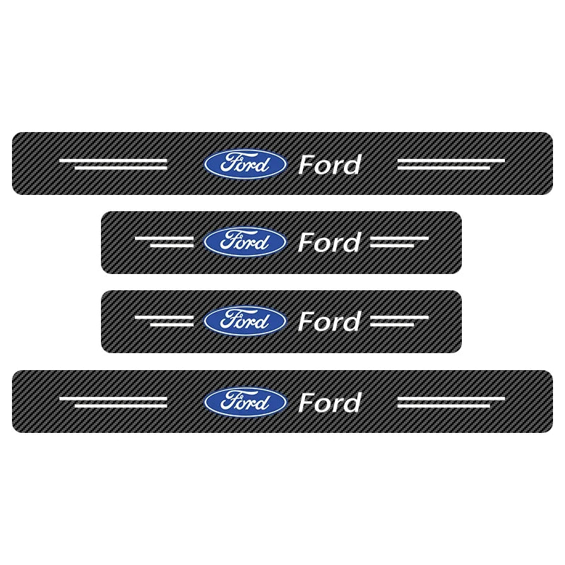 4PCS For Ford Focus Fiesta Kuga Mondeo SMax Edge Ranger Silicone Car Door Sill Threshold Anti-scratch Protective Strap Sticker