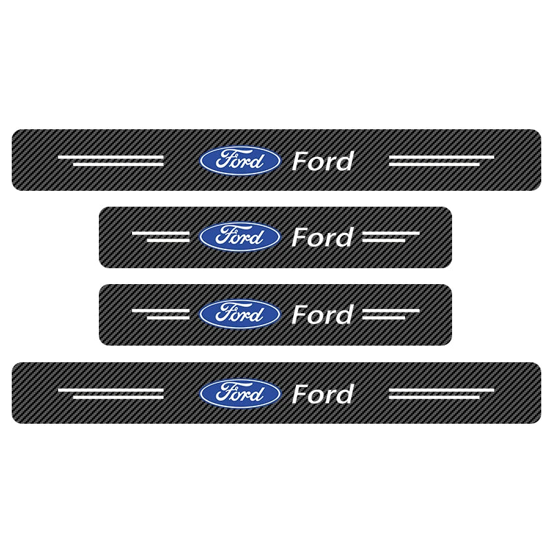 4PCS For Ford Focus Fiesta Kuga Mondeo SMax Edge Ranger Silicone Car Door Sill Threshold Anti-scratch Protective Strap Sticker