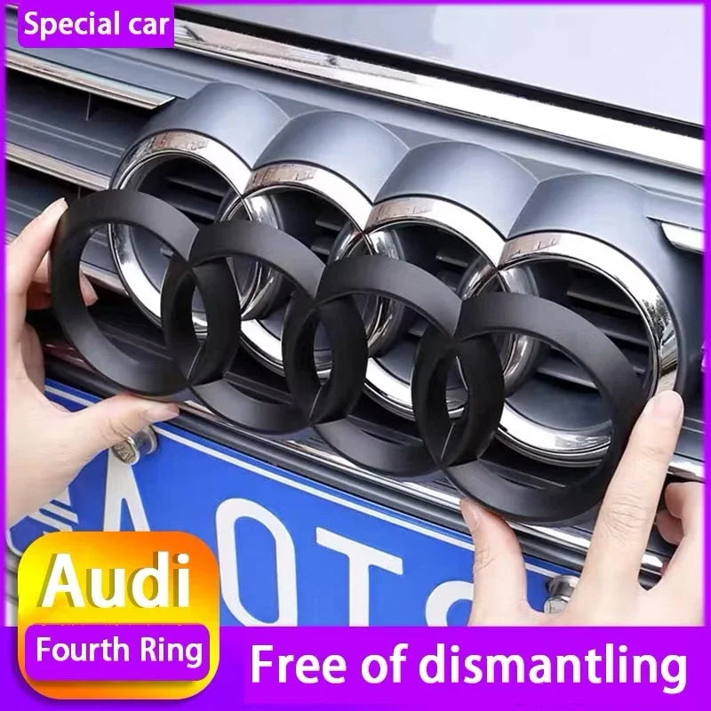 1Pc Audi directly covered front /Rear logo Emblem Refitted four-ring black Badge For Audi A4 A3 A5 A7 Q3 Q5 Q7 Q2 A6 Accessories