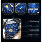 POEDAGAR Luxury Men Wristwatch Fashion Date Hollow Tourbillon Man Clock Automatic Mechanical Stainless Steel Men's Watches Reloj
